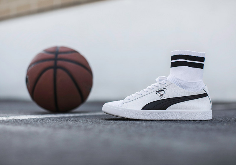 Puma Clyde Sock 都市忍者系列袜套中帮板鞋 白黑 图片4