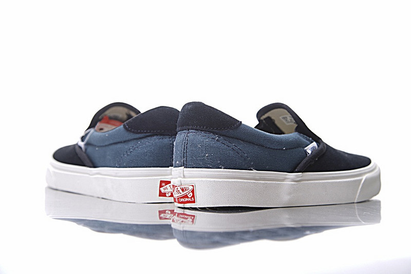 Vans Vault  UA OG Slip-on  一脚蹬懒人麂皮板鞋  黑水蓝 图片2