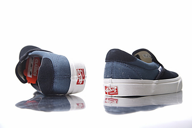 Vans Vault  UA OG Slip-on  一脚蹬懒人麂皮板鞋  黑水蓝 图片7