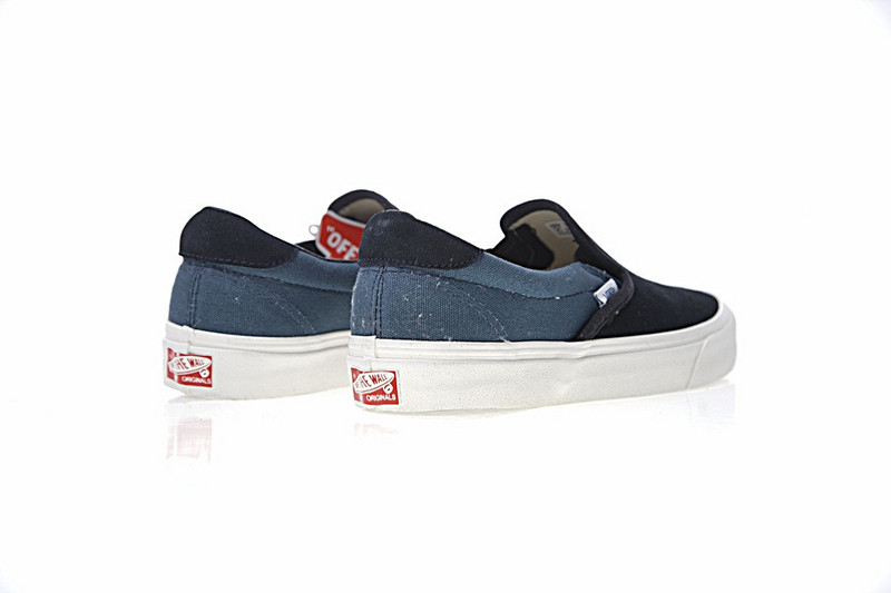 Vans Vault  UA OG Slip-on  一脚蹬懒人麂皮板鞋  黑水蓝 图片5