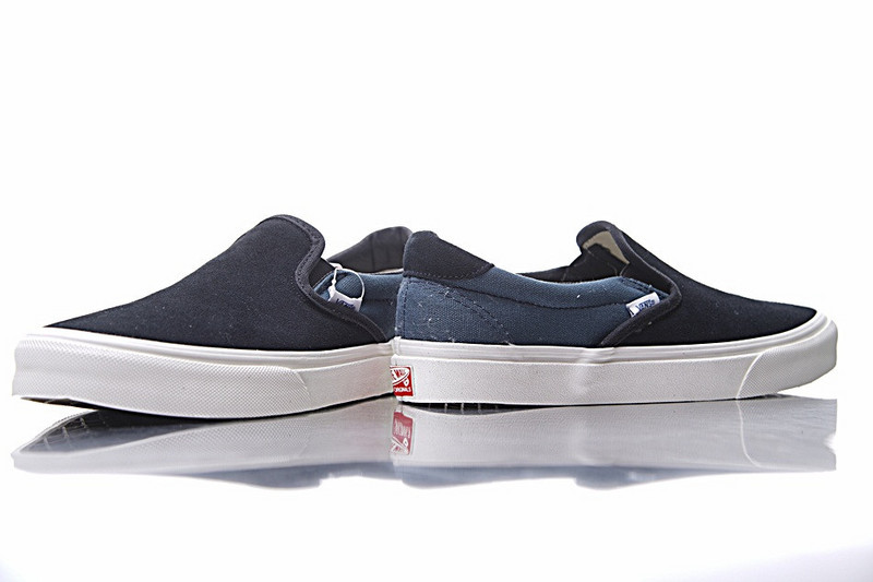 Vans Vault  UA OG Slip-on  一脚蹬懒人麂皮板鞋  黑水蓝 图片9