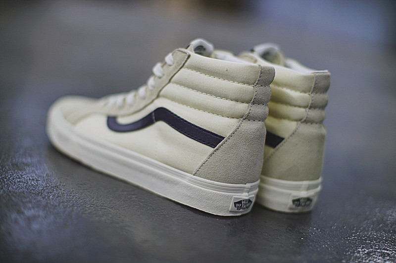 Vans SK8-HI   百搭高帮硫化帆布板鞋   白深蓝 图片3