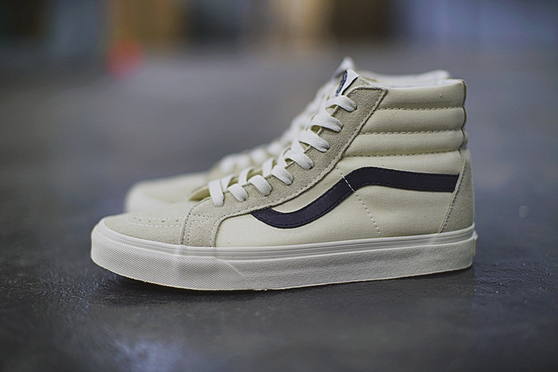 Vans SK8-HI   百搭高帮硫化帆布板鞋   白深蓝 图片4