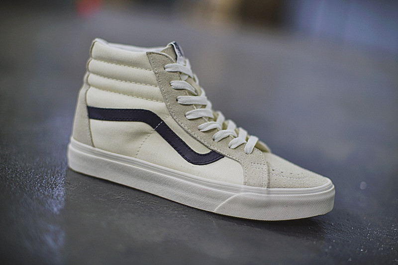 Vans SK8-HI   百搭高帮硫化帆布板鞋   白深蓝 图片10