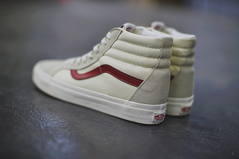 Vans SK8-HI   百搭高帮硫化帆布板鞋   米白红 图片3