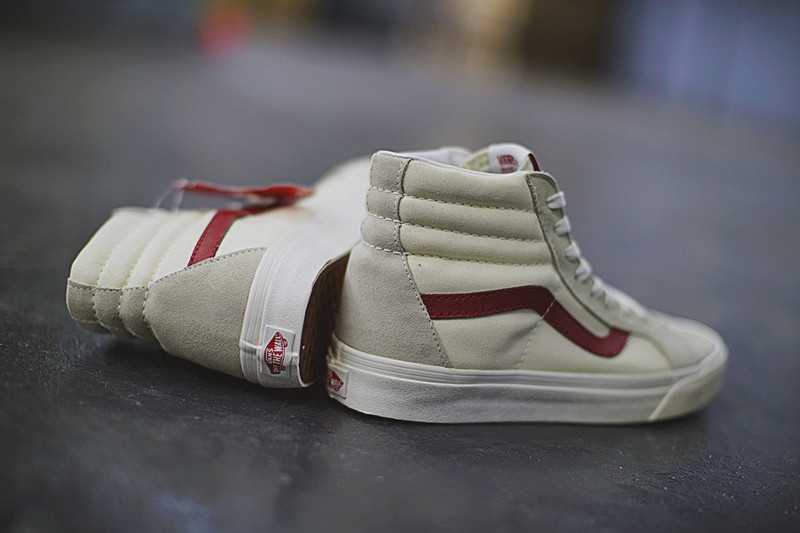 Vans SK8-HI   百搭高帮硫化帆布板鞋   米白红 图片2