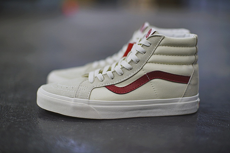 Vans SK8-HI   百搭高帮硫化帆布板鞋   米白红 图片5