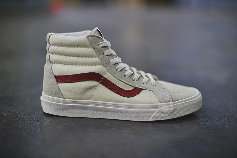 Vans SK8-HI   百搭高帮硫化帆布板鞋   米白红 图片10