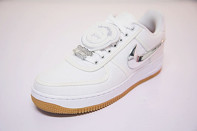 Travis Scott x Nike Air Force 1 AF 100周年经典低帮帆布板鞋全白反光魔术贴替换勾 图片6