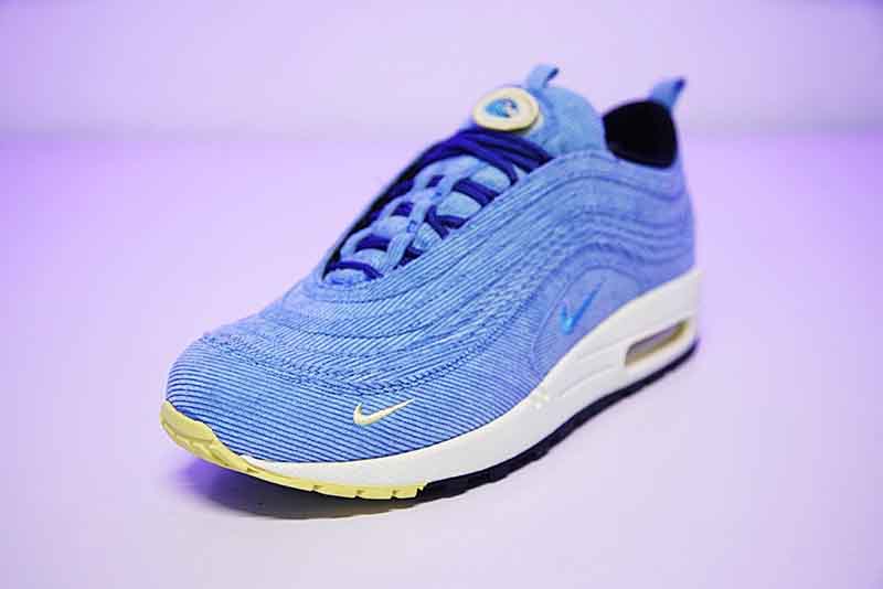 Sean Wotherspoon x Air Max 1/97 VF SW Hybrid混合版本复古气垫慢跑鞋 古着灯芯绒天蓝柠檬黄 图片3