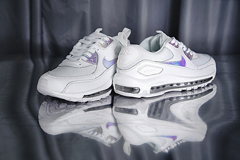 Nike Air Max 90+97 hybrid   混合版气垫慢跑鞋  白辐射 图片8