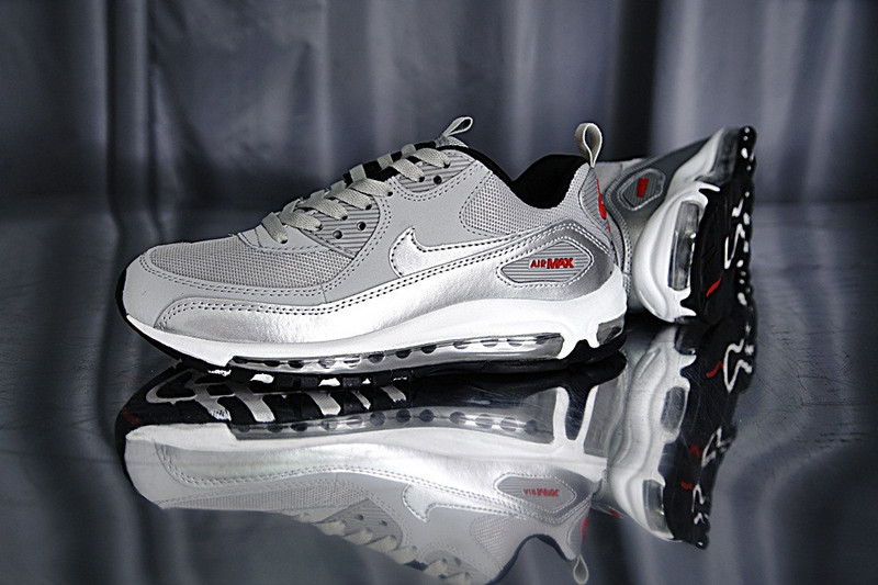 Nike Air Max 90+97 hybrid   混合版气垫慢跑鞋  银红