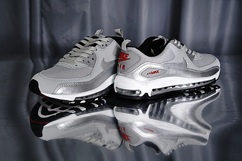 Nike Air Max 90+97 hybrid   混合版气垫慢跑鞋  银红 图片6