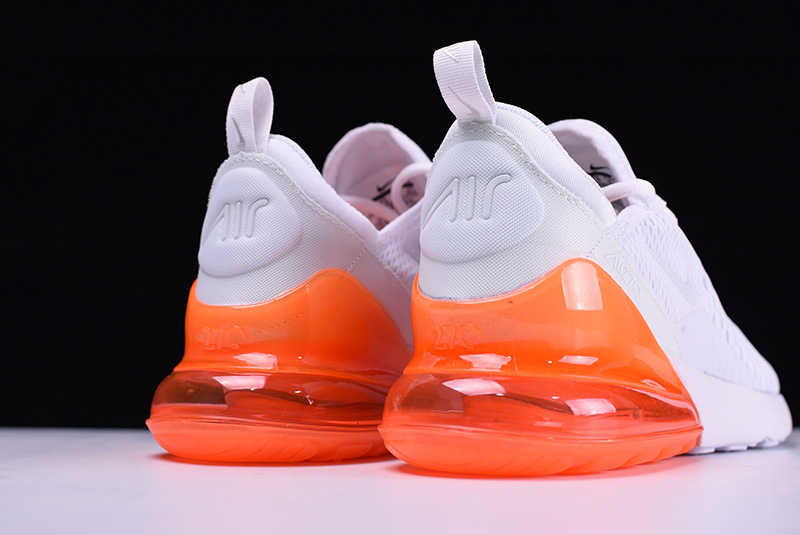 Nike Air Max 270系列后跟半掌气垫慢跑鞋 全白橘黄底 图片2