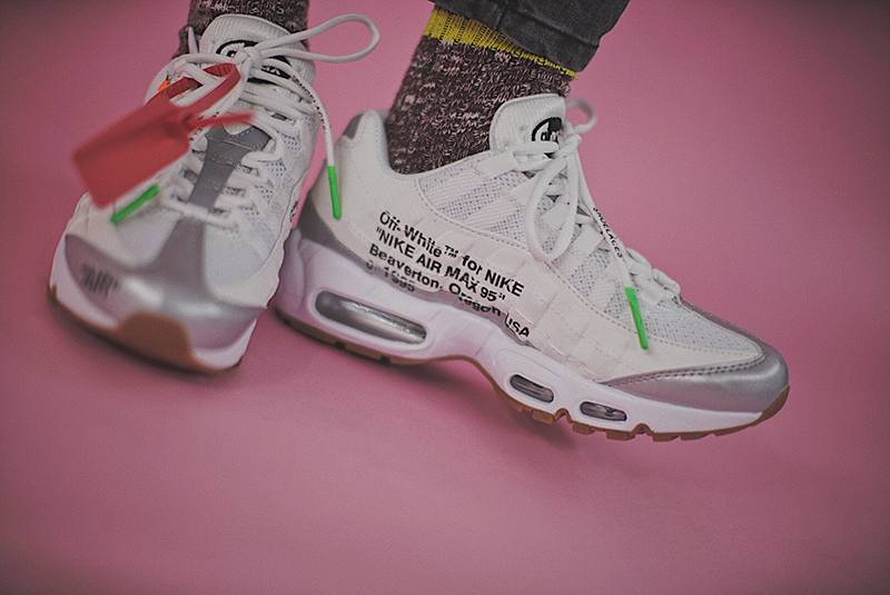 OFF white x Nike Air Max 95 复古气垫慢跑鞋“OW白银黑橘”