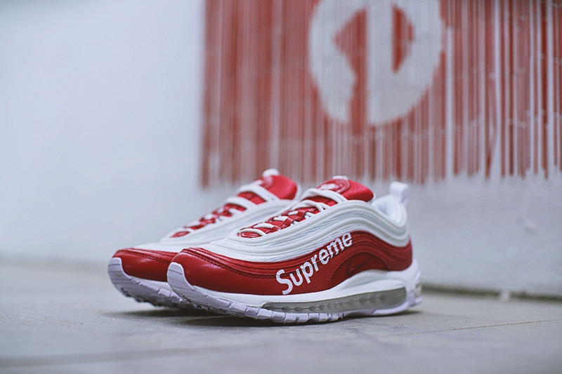 Nike  Supreme x Nike Air Max 97  百搭复古气垫慢跑鞋  红白 图片3