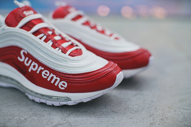 Nike  Supreme x Nike Air Max 97  百搭复古气垫慢跑鞋  红白 图片7