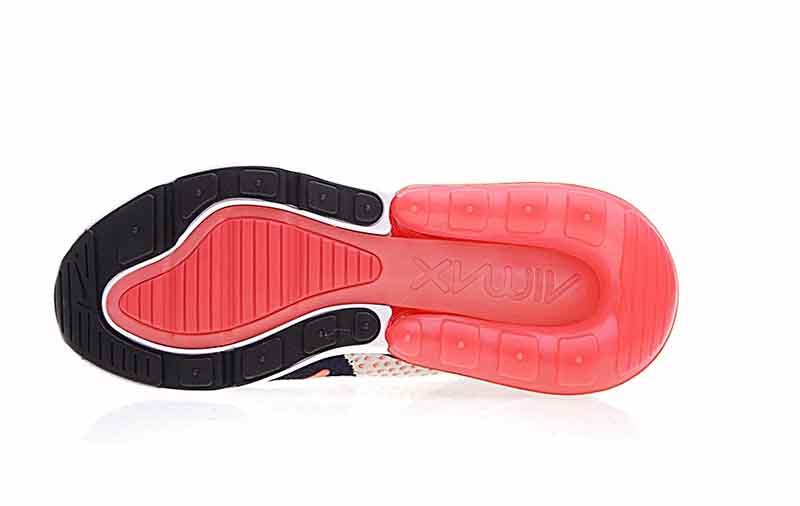 Nike Air 270 Flyknit 飞织版后跟半掌气垫慢跑鞋白桔红深蓝 图片5