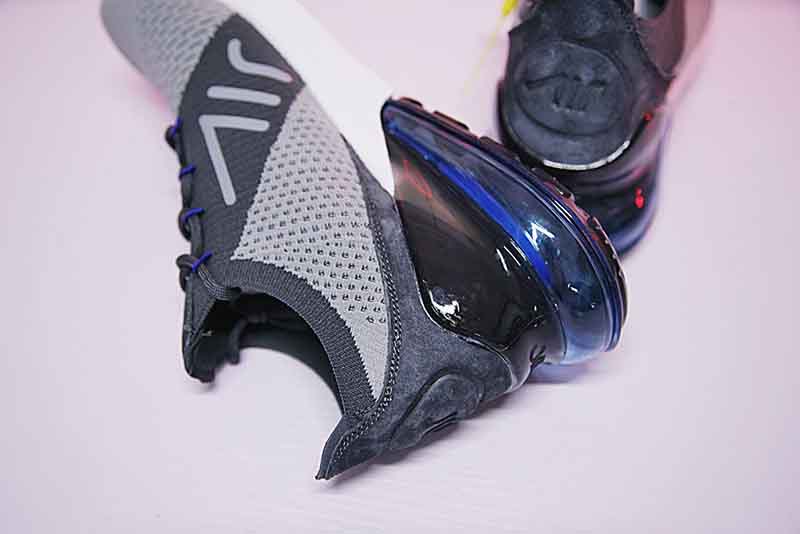 Nike Air 270 Flyknit 飞织版后跟半掌气垫慢跑鞋灰深灰蓝 图片3
