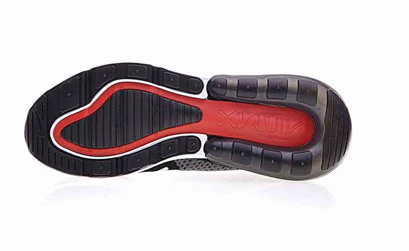 Nike Air 270 Flyknit 飞织版后跟半掌气垫慢跑鞋浅灰黑白 图片5