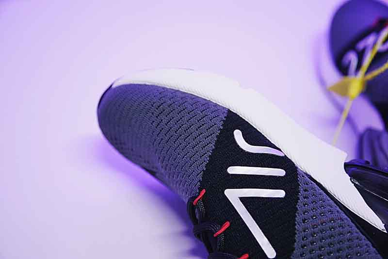 Nike Air 270 Flyknit 飞织版后跟半掌气垫慢跑鞋浅灰黑白 图片2