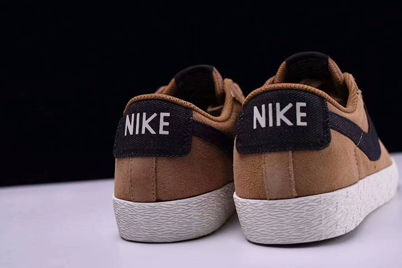 Nike SB Blazer Low GT DENIM/FLAX 经典开拓者板鞋棕黄黑牛仔 图片5