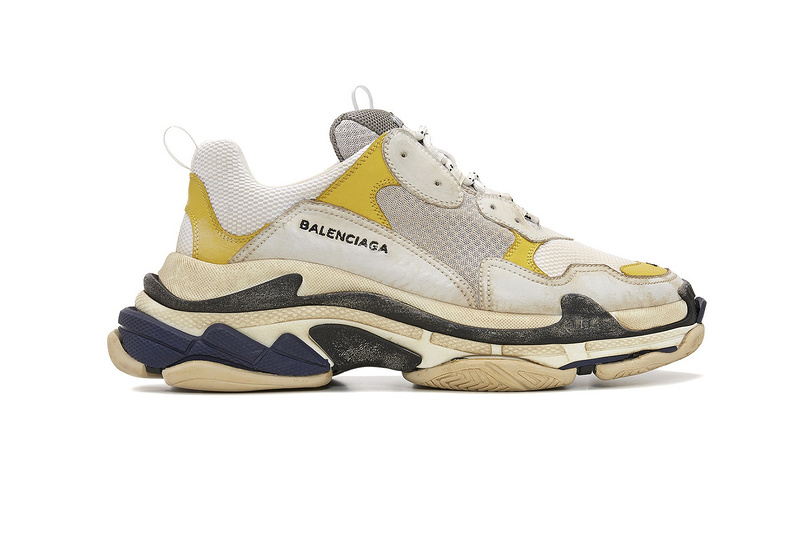 巴黎世家  Balenciaga Triple-S 复古做旧鞋底  黄白色 图片2