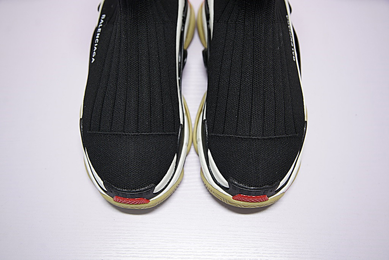 Balenciaga Triple-S knit Mid Sneaker 复古厚底做旧姥爷中帮袜子球鞋黑色 图片2