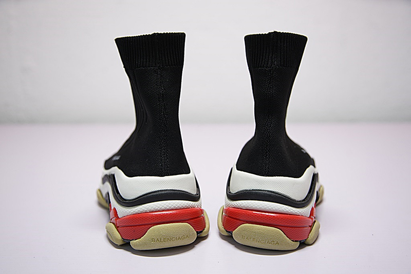 Balenciaga Triple-S knit Mid Sneaker 复古厚底做旧姥爷中帮袜子球鞋黑色 图片5
