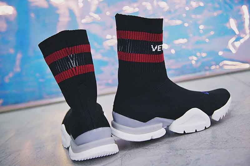 Vetements x Reebok crew Sock Runner 高街中帮针织套脚袜子鞋黑白红蓝 图片6
