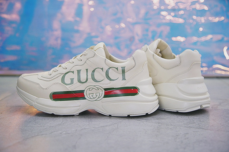 Gucci Rhyton Vintage Trainer Sneaker做旧复古慢跑鞋 象牙白绿红 图片1