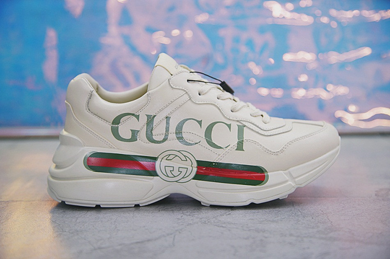 Gucci Rhyton Vintage Trainer Sneaker做旧复古慢跑鞋 象牙白绿红 图片5