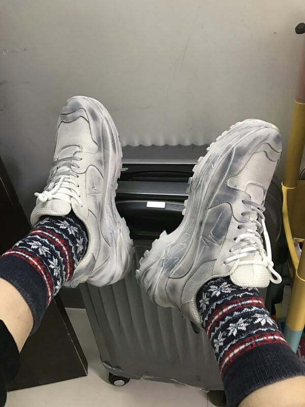 SneakerHomie East Runner2.0 东方复古高街百搭做旧老爹球鞋米白做旧灰 图片1