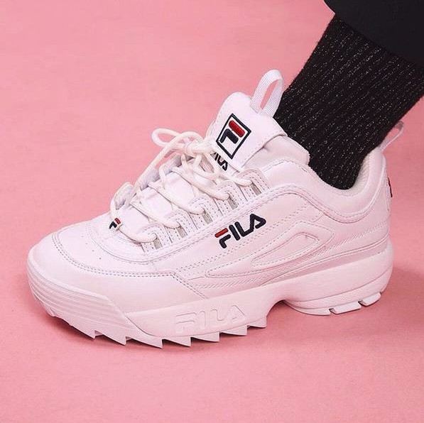 FILA  Disruptor 2代大锯齿厚底增高百搭慢跑鞋  白棕 图片2