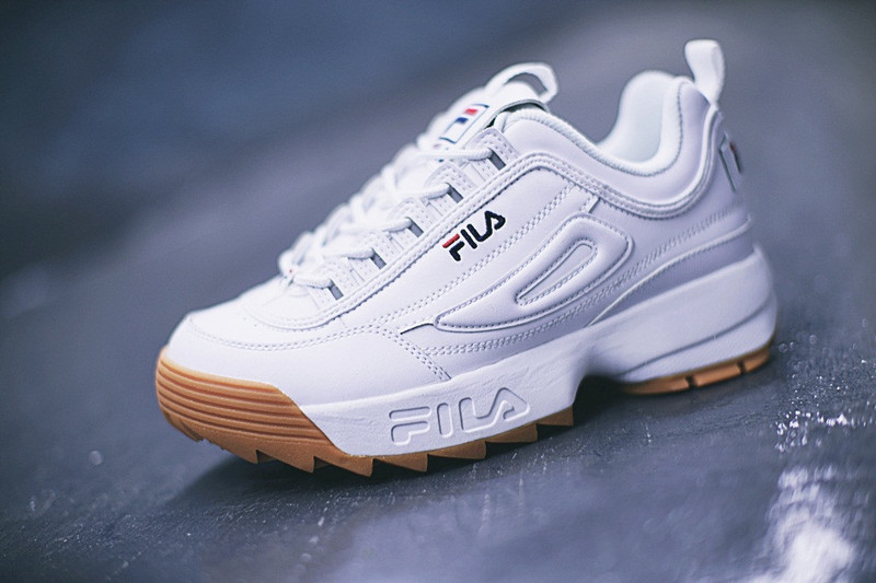 FILA  Disruptor 2代大锯齿厚底增高百搭慢跑鞋  白棕 图片5