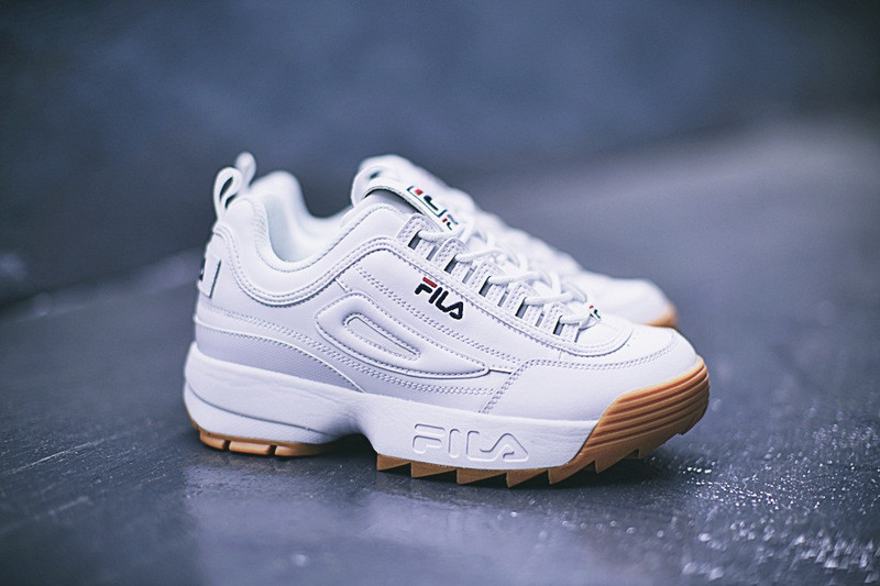 FILA  Disruptor 2代大锯齿厚底增高百搭慢跑鞋  白棕 图片8