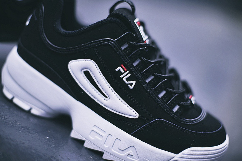 FILA  Disruptor 2代大锯齿厚底增高百搭慢跑鞋  黑红白底 图片1