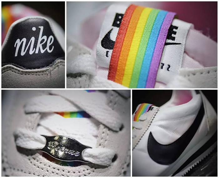 Nike Classic Cortez Be true QS 经典阿甘复古板鞋七彩白黑 图片3