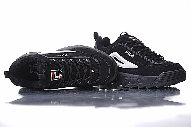 FILA Disruptor 2  二代大锯齿厚底增高百搭慢跑鞋  黑白红 图片7