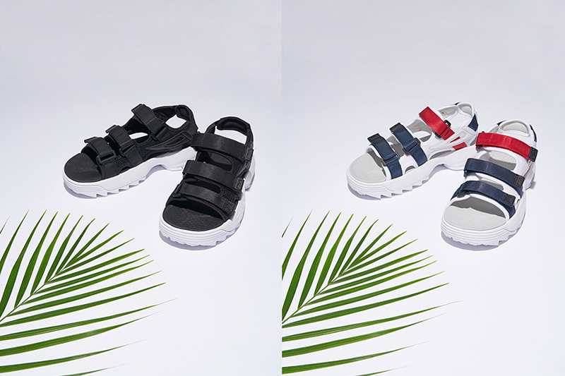 FILA disruptor2 sandal 破坏者2夏季沙滩魔术贴厚底凉鞋黑白 图片1