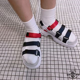 FILA disruptor2 sandal 破坏者2夏季沙滩魔术贴厚底凉鞋白红深蓝 图片6