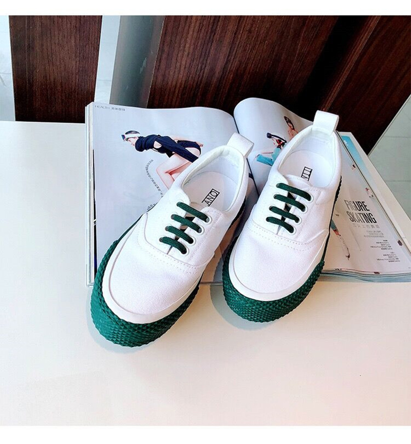 Céline 180° Lace Up Canvas Sneakers橄榄绿白 图片1