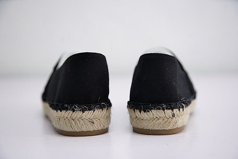 chanel渔夫鞋羊皮款布款双C拼色厚底乐福鞋全黑菱格 图片3
